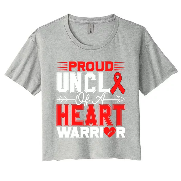 Proud Uncle Of A Heart Warrior Heart Disease Awareness Month Cute Gift Women's Crop Top Tee