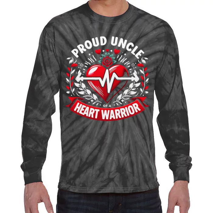 Proud Uncle Of Heart Warrior Chd Awareness Congenital Defect Tie-Dye Long Sleeve Shirt