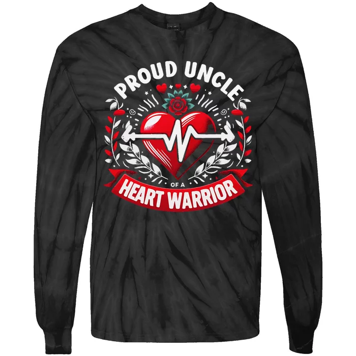 Proud Uncle Of Heart Warrior Chd Awareness Congenital Defect Tie-Dye Long Sleeve Shirt