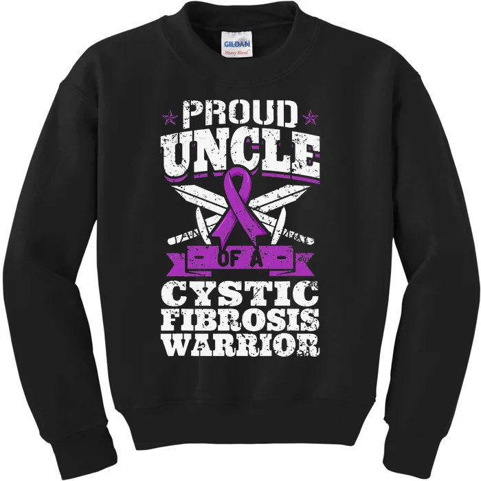 Proud Uncle Of A Cystic Fibrosis Warrior Awareness Ribbon Kids Sweatshirt