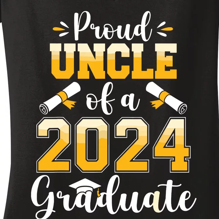 Proud Uncle Of A Class Of 2024 Graduate Senior Graduation Women's V-Neck T-Shirt