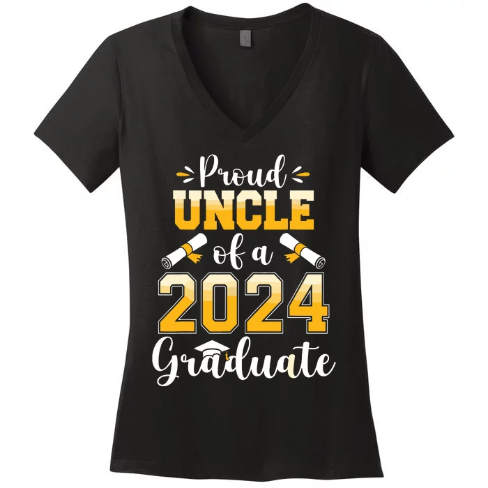 Proud Uncle Of A Class Of 2024 Graduate Senior Graduation Women's V-Neck T-Shirt