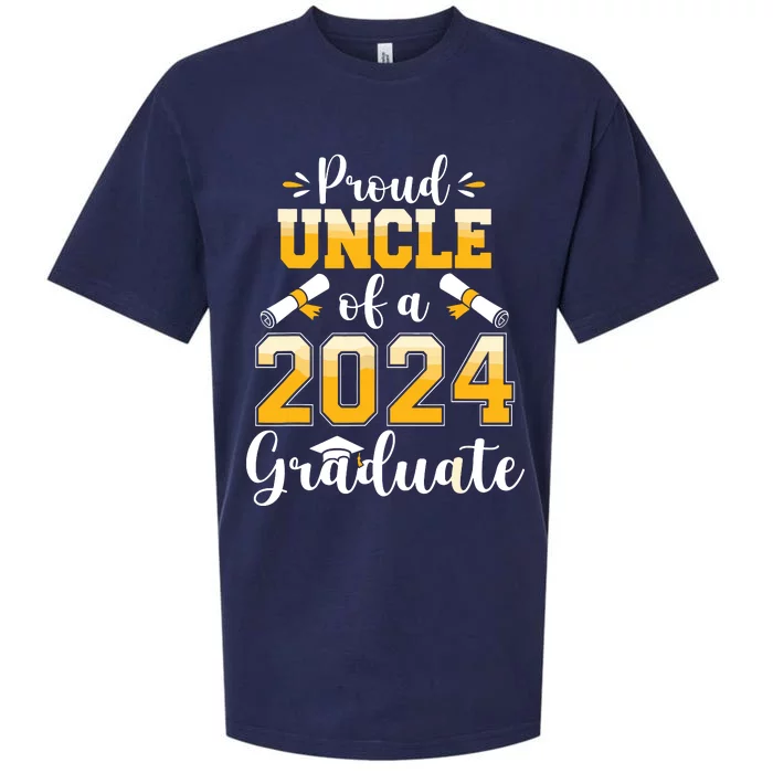 Proud Uncle Of A Class Of 2024 Graduate Senior Graduation Sueded Cloud Jersey T-Shirt