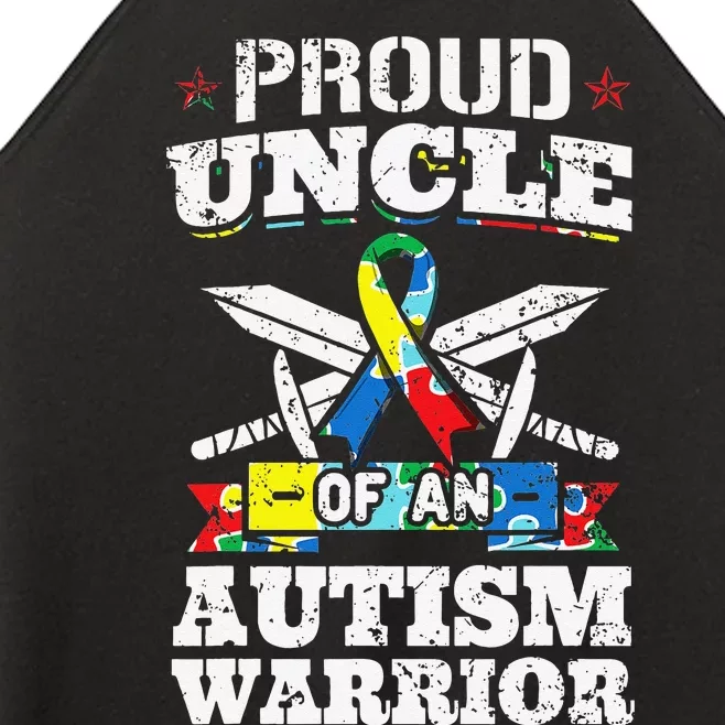 Proud Uncle Of An Autism Warrior Autistic Awareness Ribbon Women’s Perfect Tri Rocker Tank