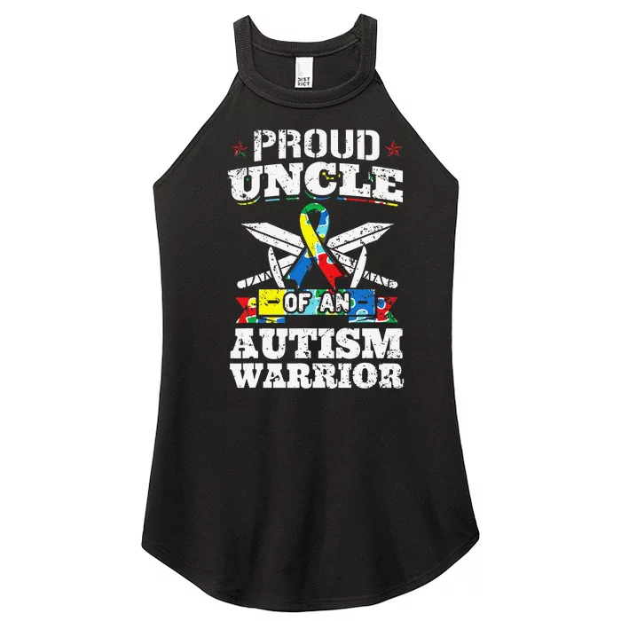 Proud Uncle Of An Autism Warrior Autistic Awareness Ribbon Women’s Perfect Tri Rocker Tank