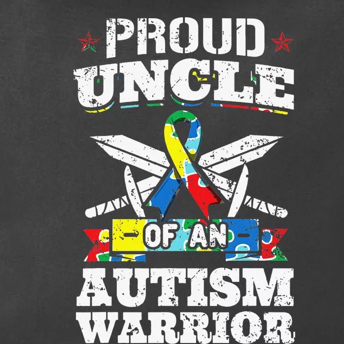 Proud Uncle Of An Autism Warrior Autistic Awareness Ribbon Zip Tote Bag