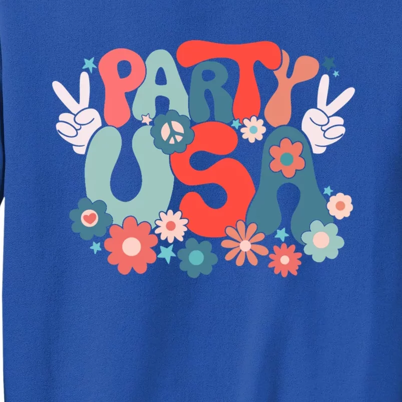 Party Usa Patriotic Groovy Retro Happy 4th Of July Gift Sweatshirt