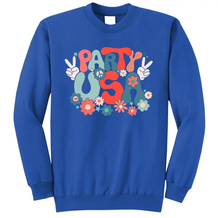 Party Usa Patriotic Groovy Retro Happy 4th Of July Gift Sweatshirt