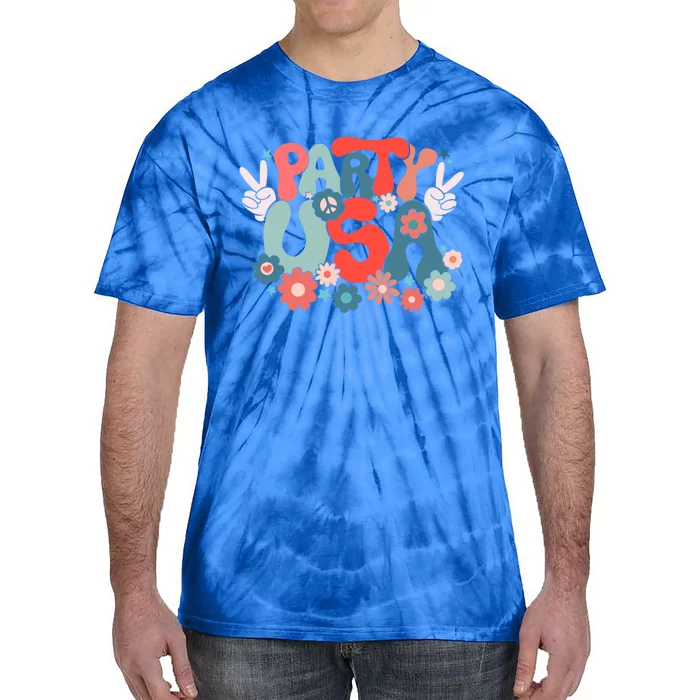 Party Usa Patriotic Groovy Retro Happy 4th Of July Funny Gift Tie-Dye T-Shirt