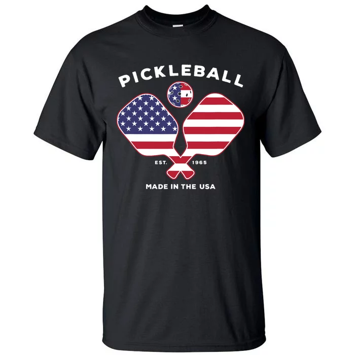 Pickleball USA Patriotic American Flag Est 1965 Gift Tall T-Shirt