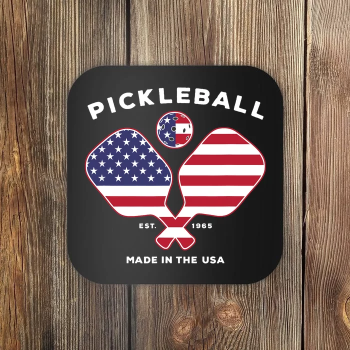 Pickleball USA Patriotic American Flag Est 1965 Gift Coaster