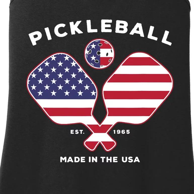 Pickleball USA Patriotic American Flag Est 1965 Gift Ladies Essential Tank