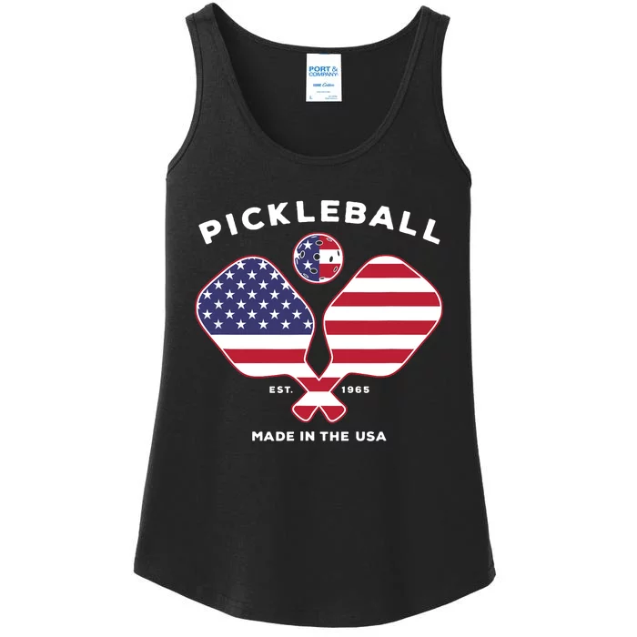 Pickleball USA Patriotic American Flag Est 1965 Gift Ladies Essential Tank