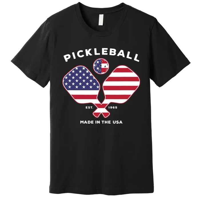 Pickleball USA Patriotic American Flag Est 1965 Gift Premium T-Shirt