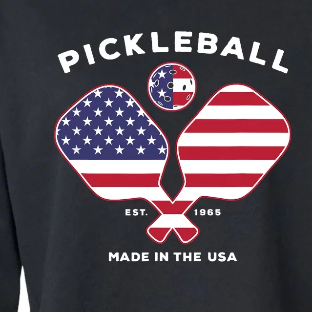 Pickleball USA Patriotic American Flag Est 1965 Gift Cropped Pullover Crew