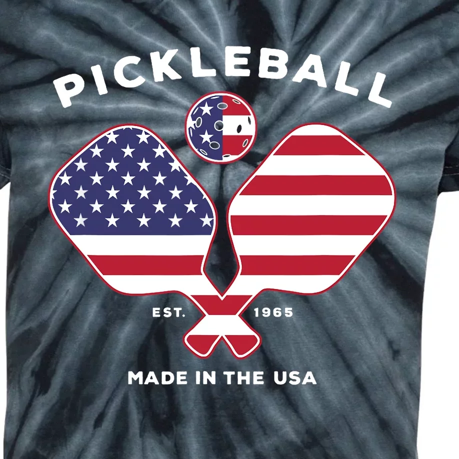 Pickleball USA Patriotic American Flag Est 1965 Gift Kids Tie-Dye T-Shirt