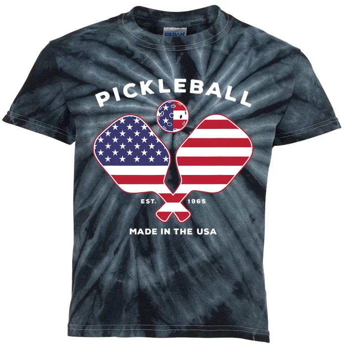 Pickleball USA Patriotic American Flag Est 1965 Gift Kids Tie-Dye T-Shirt