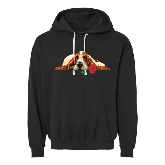 Puppy Love Red Rose Garment-Dyed Fleece Hoodie