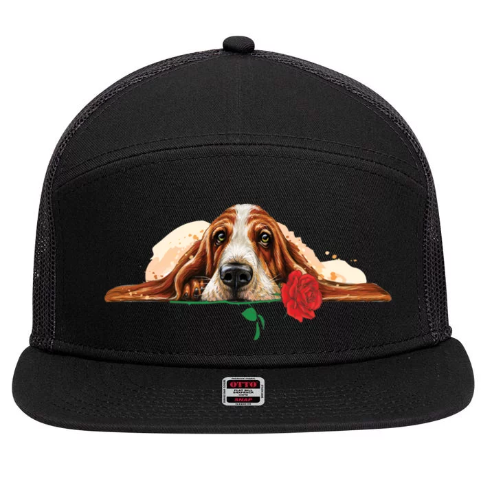 Puppy Love Red Rose 7 Panel Mesh Trucker Snapback Hat