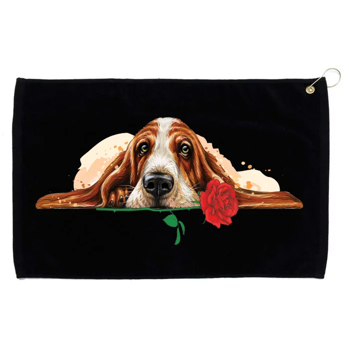 Puppy Love Red Rose Grommeted Golf Towel