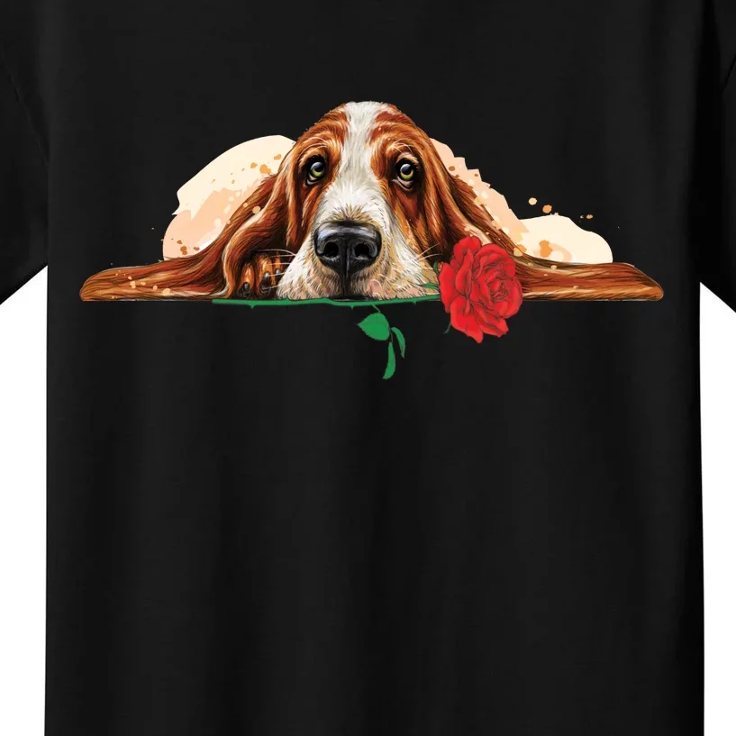 Puppy Love Red Rose Kids T-Shirt