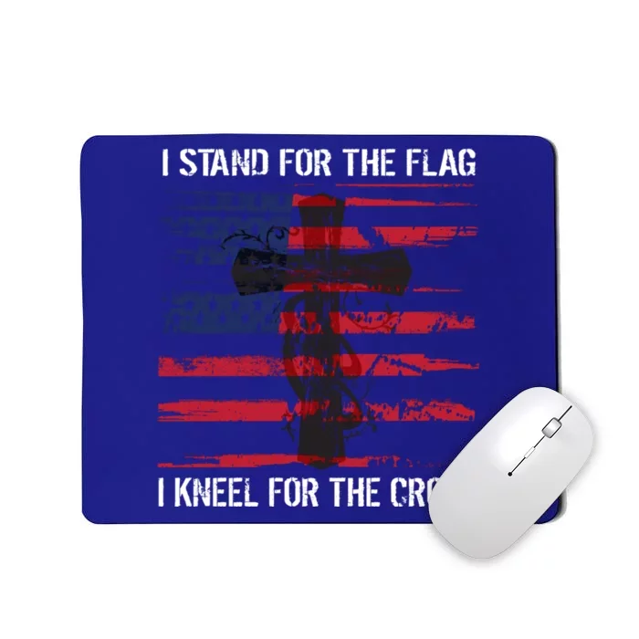 Proud Usa Quote Back Print I Stand American Flag Kneel Cross Cool Gift Mousepad