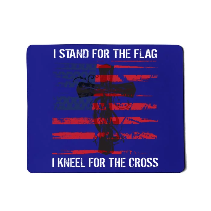 Proud Usa Quote Back Print I Stand American Flag Kneel Cross Cool Gift Mousepad