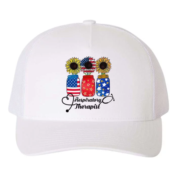 Patriotic USA Respiratory Therapist 4th Of July Sunflower Yupoong Adult 5-Panel Trucker Hat