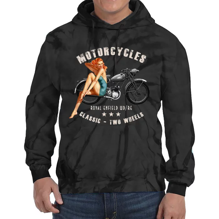 Pin Up Royal Enfield Wdre Vintage Motorcycle Tie Dye Hoodie