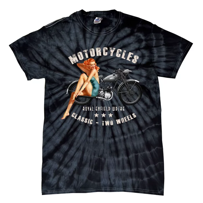 Pin Up Royal Enfield Wdre Vintage Motorcycle Tie-Dye T-Shirt