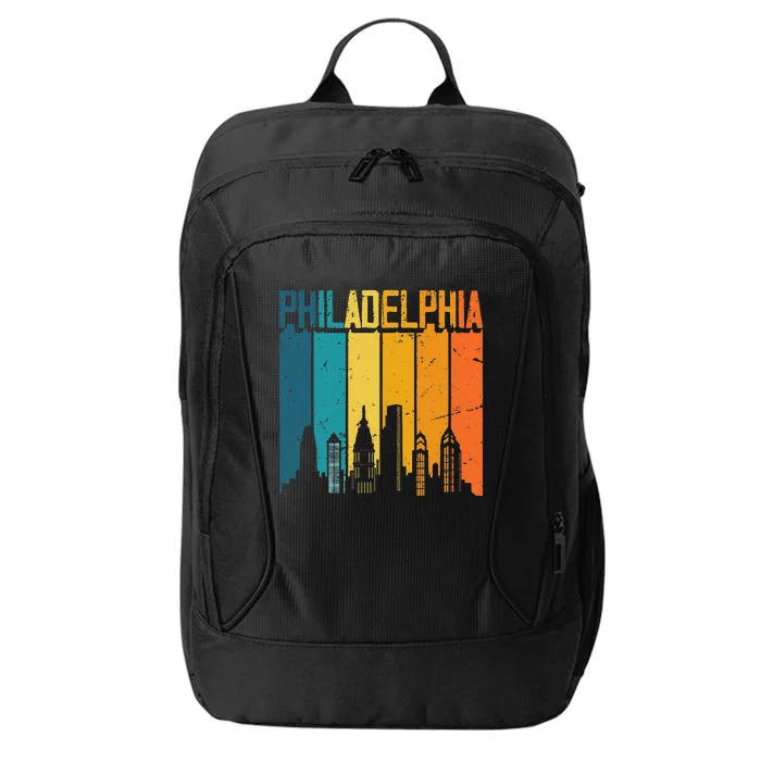 Philadelphia USA Retro Vintage Sunset Skyline Philadelphia City Backpack