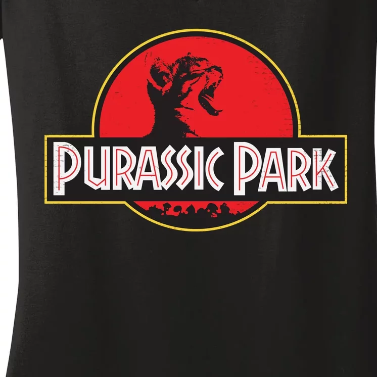 Purassic Park Cat Women's V-Neck T-Shirt