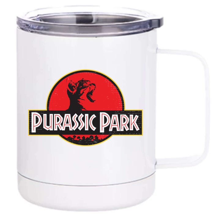 Purassic Park Cat Front & Back 12oz Stainless Steel Tumbler Cup