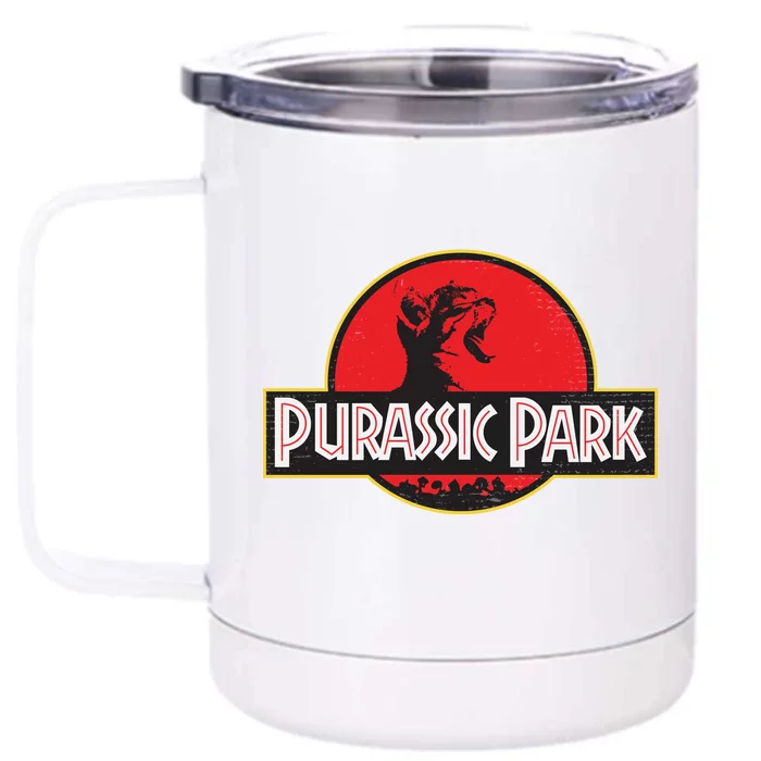 Purassic Park Cat Front & Back 12oz Stainless Steel Tumbler Cup