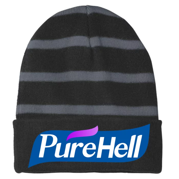 Pure Hell Purehell Social Distancing Hand Sanitizer Parody Striped Beanie with Solid Band