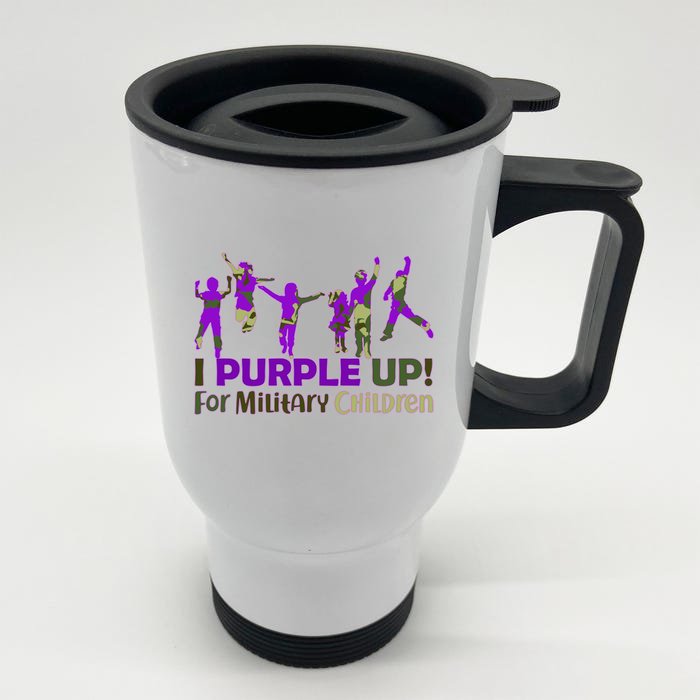 Purple Up For Military Children Camo Front & Back Stainless Steel Travel Mug