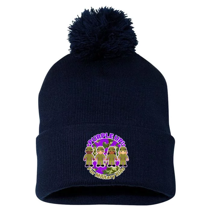 Purple Up! For Military Kids Pom Pom 12in Knit Beanie