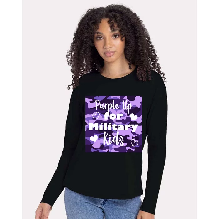 Purple Up For Military Kids Awareness Womens Cotton Relaxed Long Sleeve T-Shirt