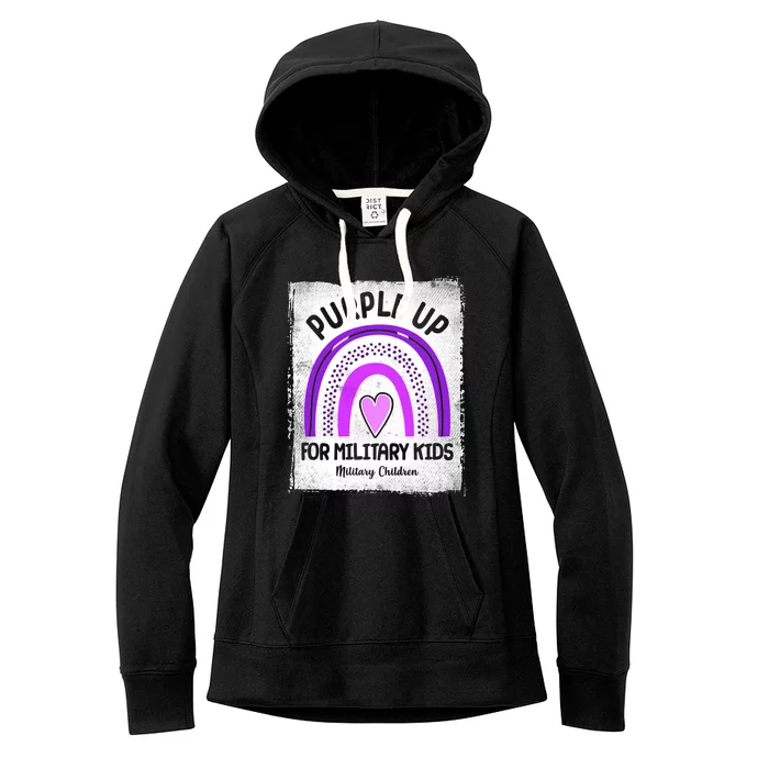 Purple Up For Military Kids Military Children Purple Rainbow Women's Fleece Hoodie