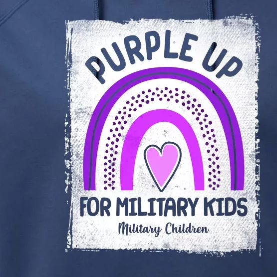 Purple Up For Military Kids Military Children Purple Rainbow Performance Fleece Hoodie