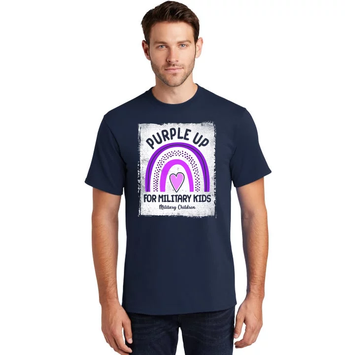 Purple Up For Military Kids Military Children Purple Rainbow Tall T-Shirt