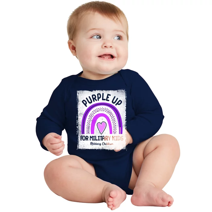 Purple Up For Military Kids Military Children Purple Rainbow Baby Long Sleeve Bodysuit