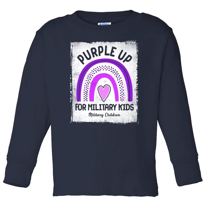 Purple Up For Military Kids Military Children Purple Rainbow Toddler Long Sleeve Shirt