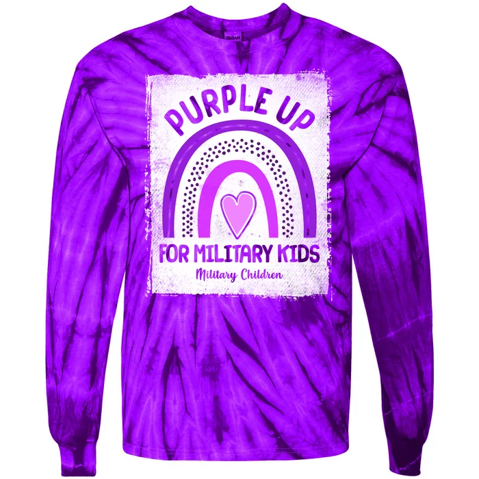 Purple Up For Military Kids Military Children Purple Rainbow Tie-Dye Long Sleeve Shirt