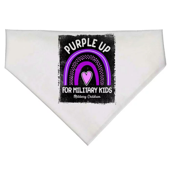 Purple Up For Military Kids Military Children Purple Rainbow USA-Made Doggie Bandana