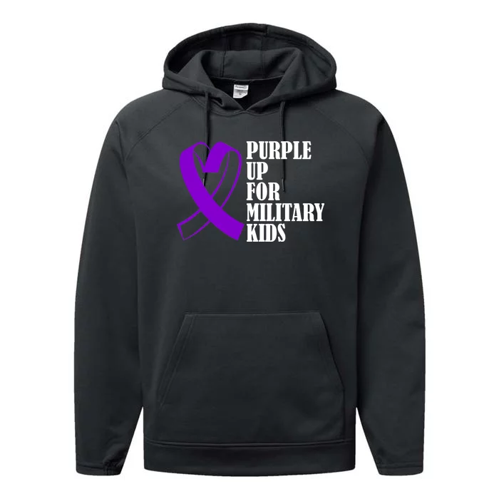 Purple Up For Military Kids Ribbon Performance Fleece Hoodie