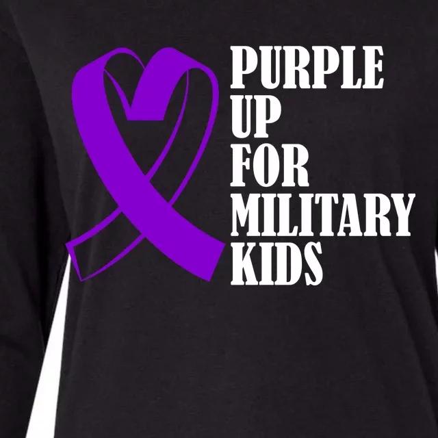 Purple Up For Military Kids Ribbon Womens Cotton Relaxed Long Sleeve T-Shirt