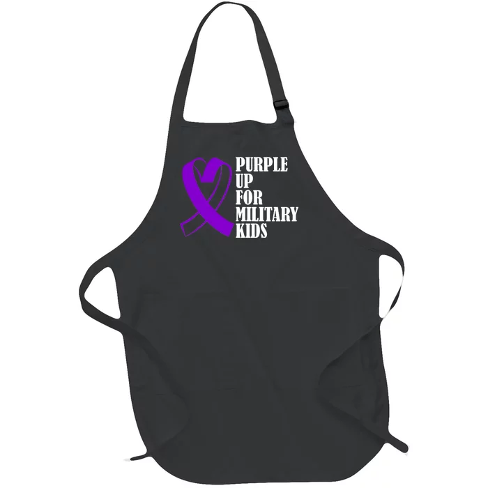 Purple Up For Military Kids Ribbon Full-Length Apron With Pocket