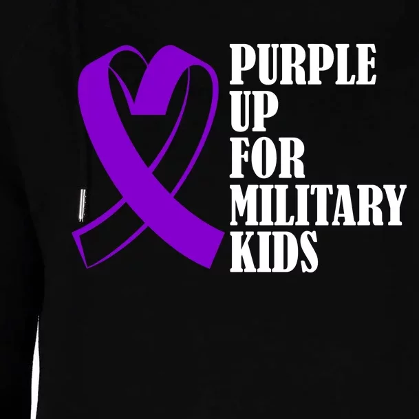 Purple Up For Military Kids Ribbon Womens Funnel Neck Pullover Hood