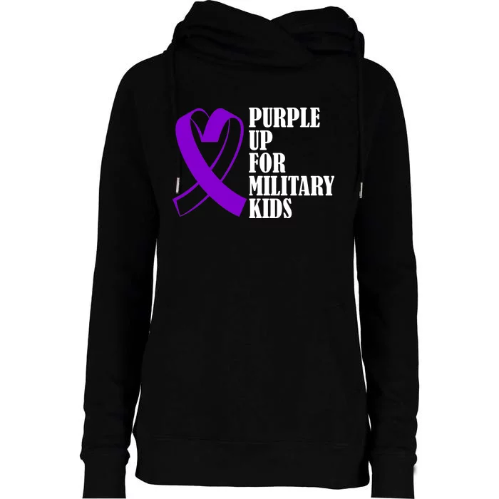 Purple Up For Military Kids Ribbon Womens Funnel Neck Pullover Hood